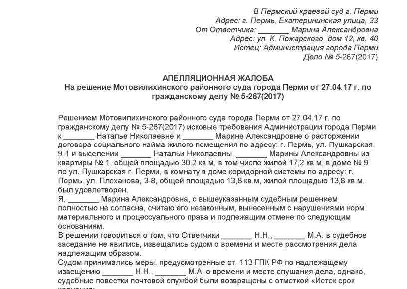 Жалоба на решение мирового судьи по гражданскому делу образец